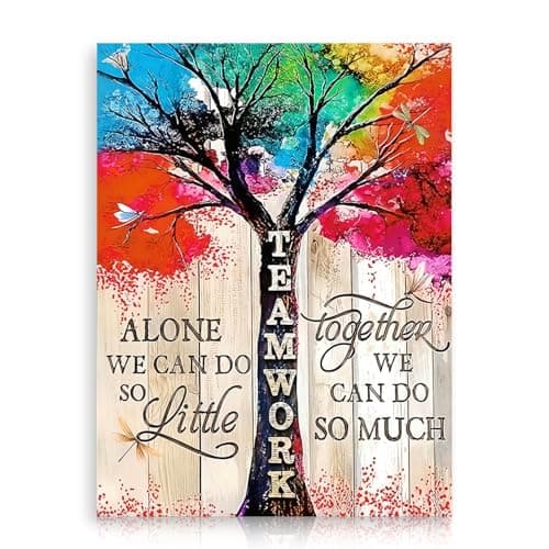 Dazzlewall Inspirational Teamwork Poster, Colorful Tree Wall Art for Office Workplace Classroom Decor 12x16 in Unframed