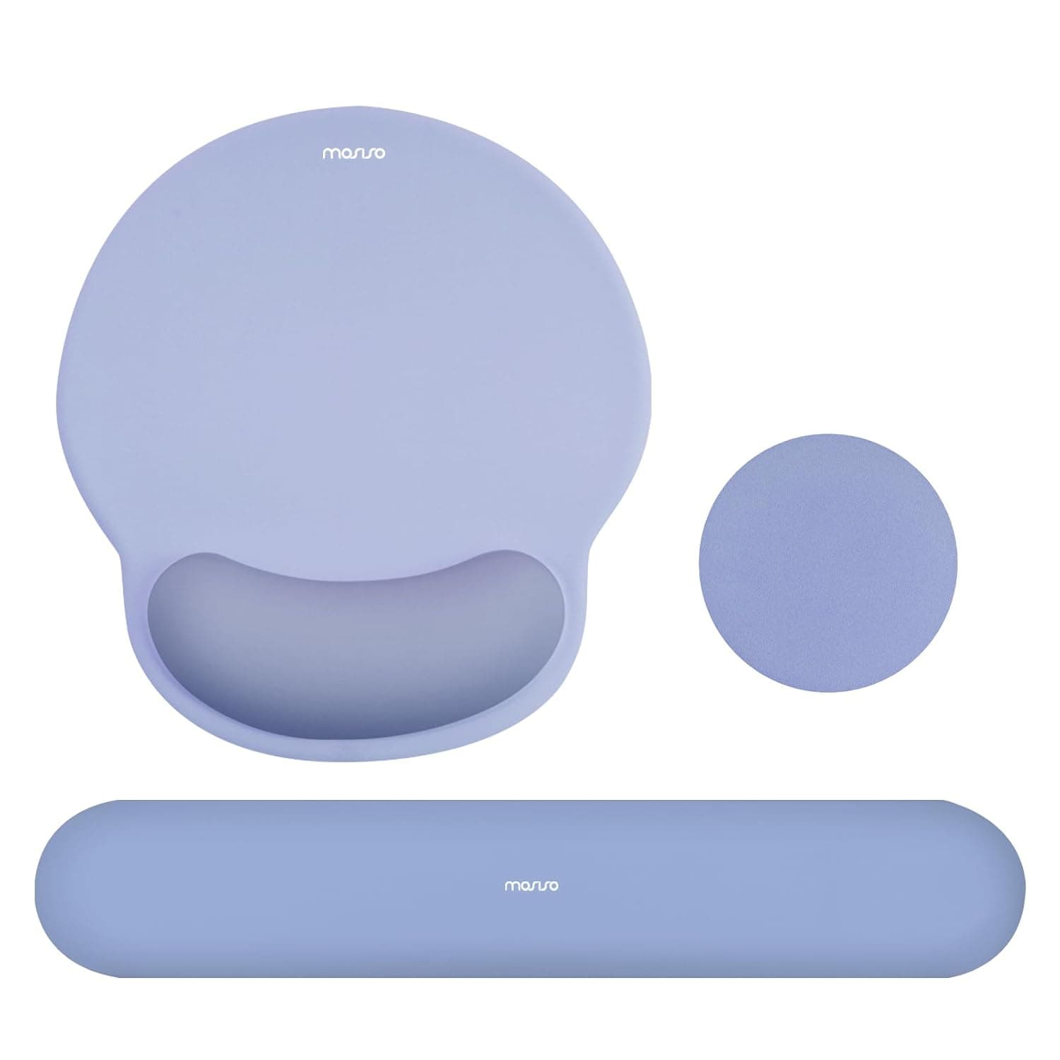 MOSISO Wrist Rest Support for Mouse Pad&Keyboard Set, Stone Blue | Circle Curved Ergonomic Mousepad&Coaster Home/Office Pain Relief&Non-Slip Easy Typing Pad with Soft Cloth&Silicone Lining