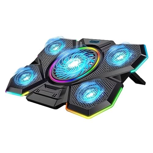 Laptop Cooling Pad, Laptop Cooler with 6 Quiet Led Fans for 15.6-17 Inch Laptop Cooling Fan Stand,Switch Control Fan Speed Function (Colourful)