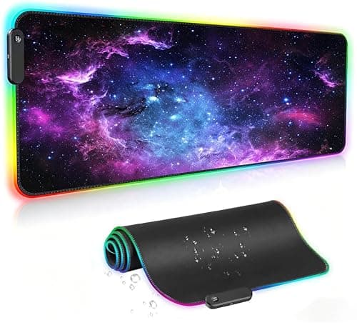 AILRINNI RGB Mouse Mat, Gaming Mouse Pad (800x300x4mm), Gaming Mat with 14 Light Modes & Lighting Memory Function, Non-Slip Waterproof Gaming Mouse Mat for PC Office & Gaming