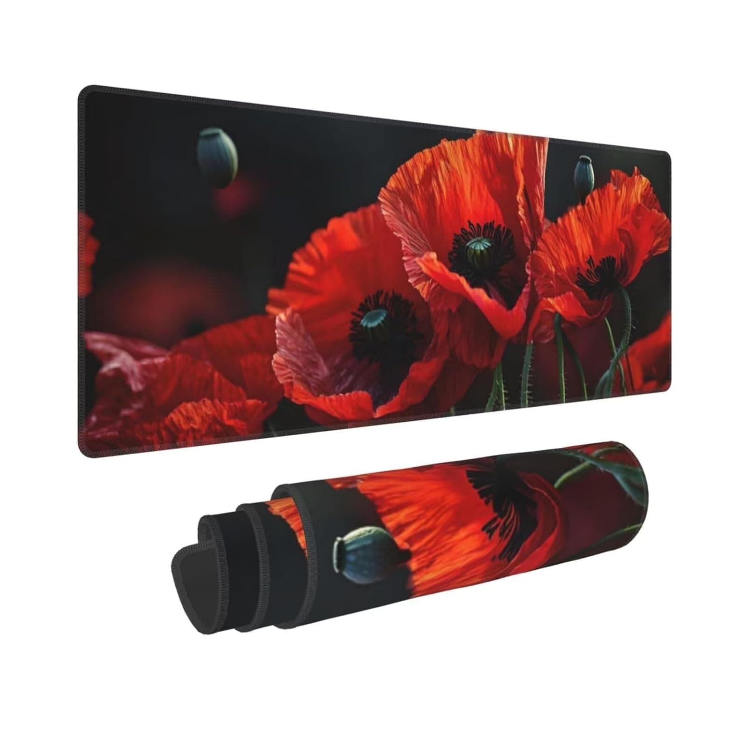 Mouse Mat Gaming Extended Large Desk Pad XXL (1000x500x3 mm) Washable Mouse Pad Laptop Desk Mat, Poppy Mouse Pad, with Anti-Slip Rubber Base, Extended Mouse Pad for Home& Office N-354