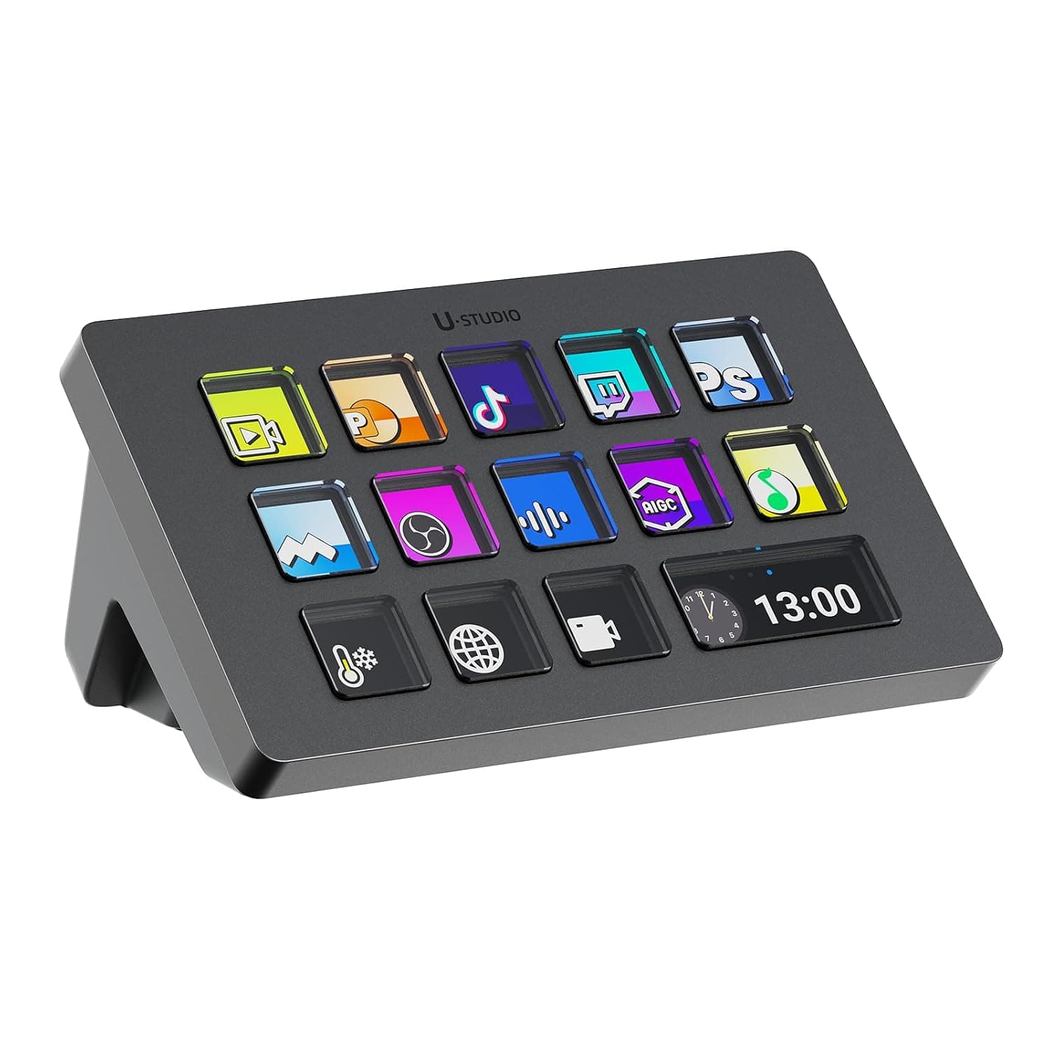 ULANZI D200 U-Studio Macro Keyboard Stream Controller with 14 LCD Keys and 13 Customizable Macro Keys for OBS, Twitch, YouTube