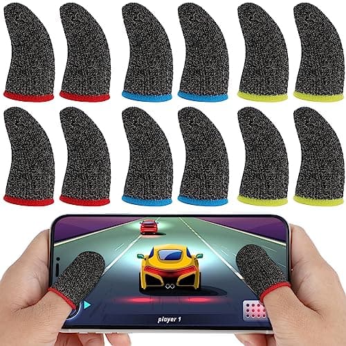 Ouligay Finger Sleeves for Gaming - 30 Pack Anti-Sweat Gaming Finger Gloves, Breathable Thumb Sleeves for Mobile Phone Game Competition