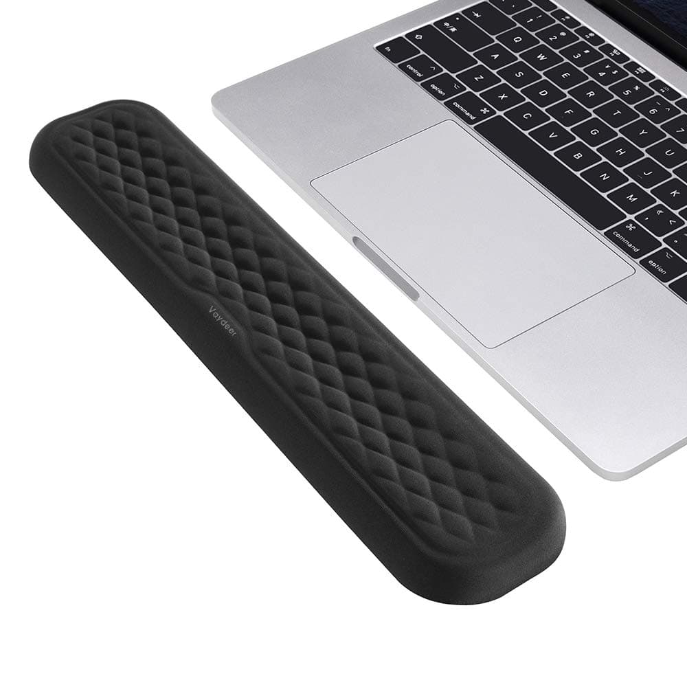 Vaydeer Keyboard Wrist Rest, Memory Foam, Black | Memory Foam Support, Lycra Surface, Massage Texture, For Keyboard, Mouse and Desk Use