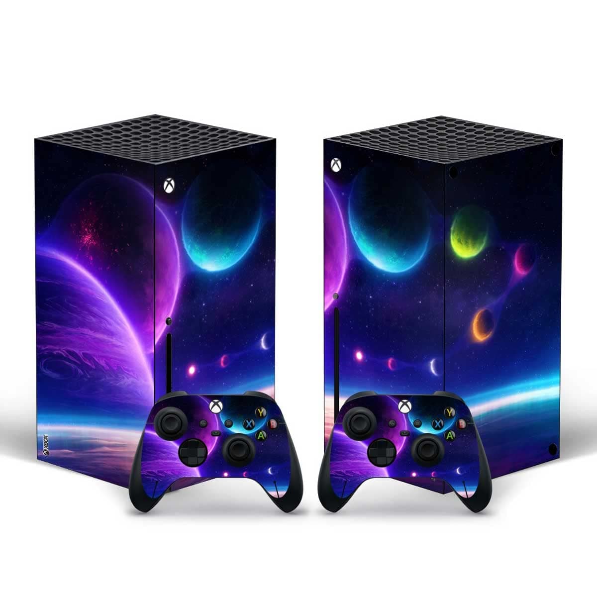 CENSTEEL Xbox Series X Skins Wrap Sticker with Two Free Wireless Controller Decals, Whole Body Protective Vinyl Skin Decal Cover for Microsoft Xbox Series X Console - Galaxy Planet