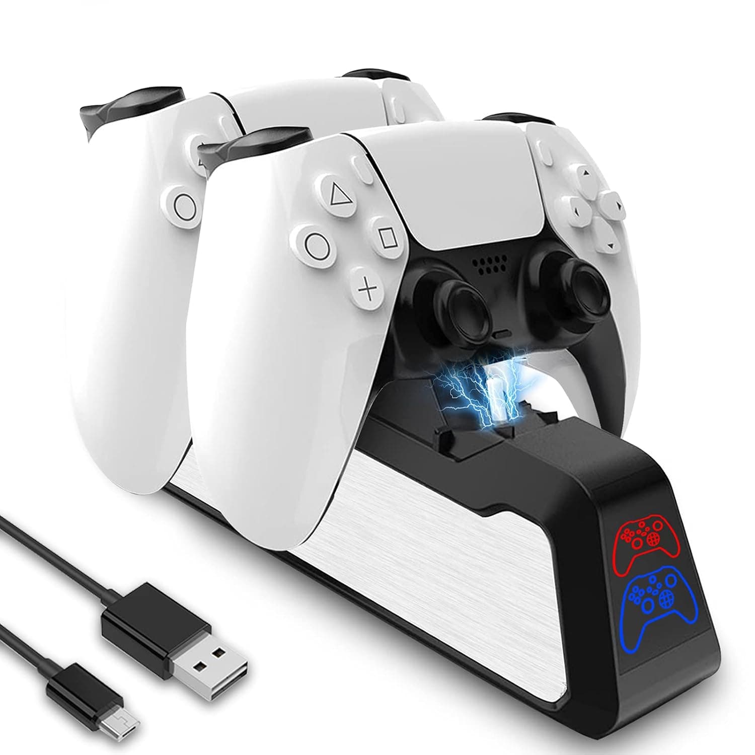 EEEKit PS5 Controller Charging Dock, PS5 Controller Charger with LED Indicator, Dual Fast Charging Dock Compatible with Sony Playstation 5 Controllers