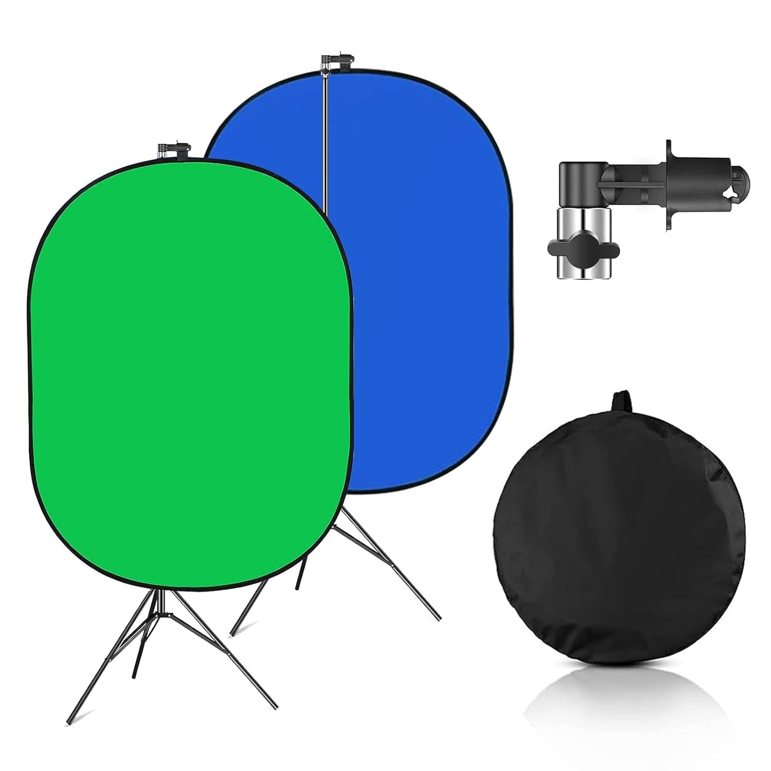 Portable Green Screen Backdrop with Stand,Foldable 5x7ft Chromakey Blue&Green Screen 2 in 1 Pop Up Collapsible Backdrop for Photo and Video Shooting,Gaming (Green & Blue)