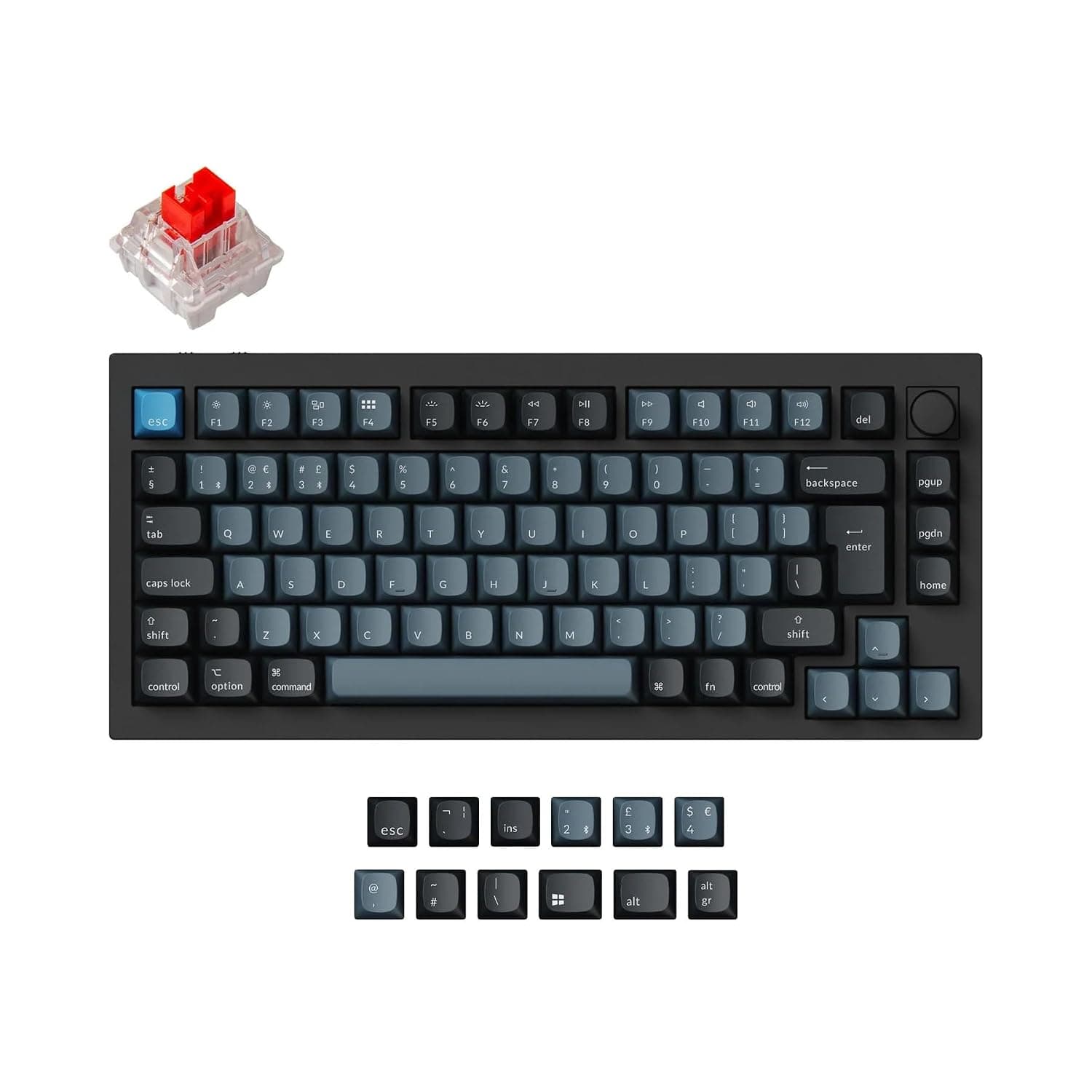 Keychron Q1 Pro Wireless Custom Mechanical Keyboard, QMK/VIA Programmable Full Aluminum ISO-UK 75% Layout Bluetooth/Wired RGB with Hot-swappable K Pro Red Switch Compatible for Mac Win Linux