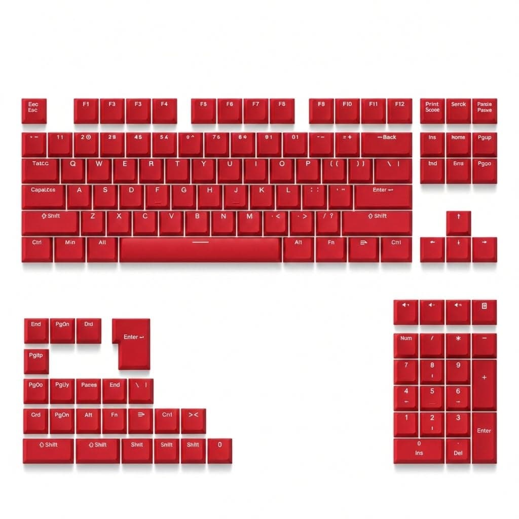 131 Keys PBT Keycaps Set, OEM Profile Double-Shot Injection Keycaps with Translucent Characters, PBT Backlit Keycap Set for 61/68/75/84/87/98/104 Layout Mechanical Keyboards (red)