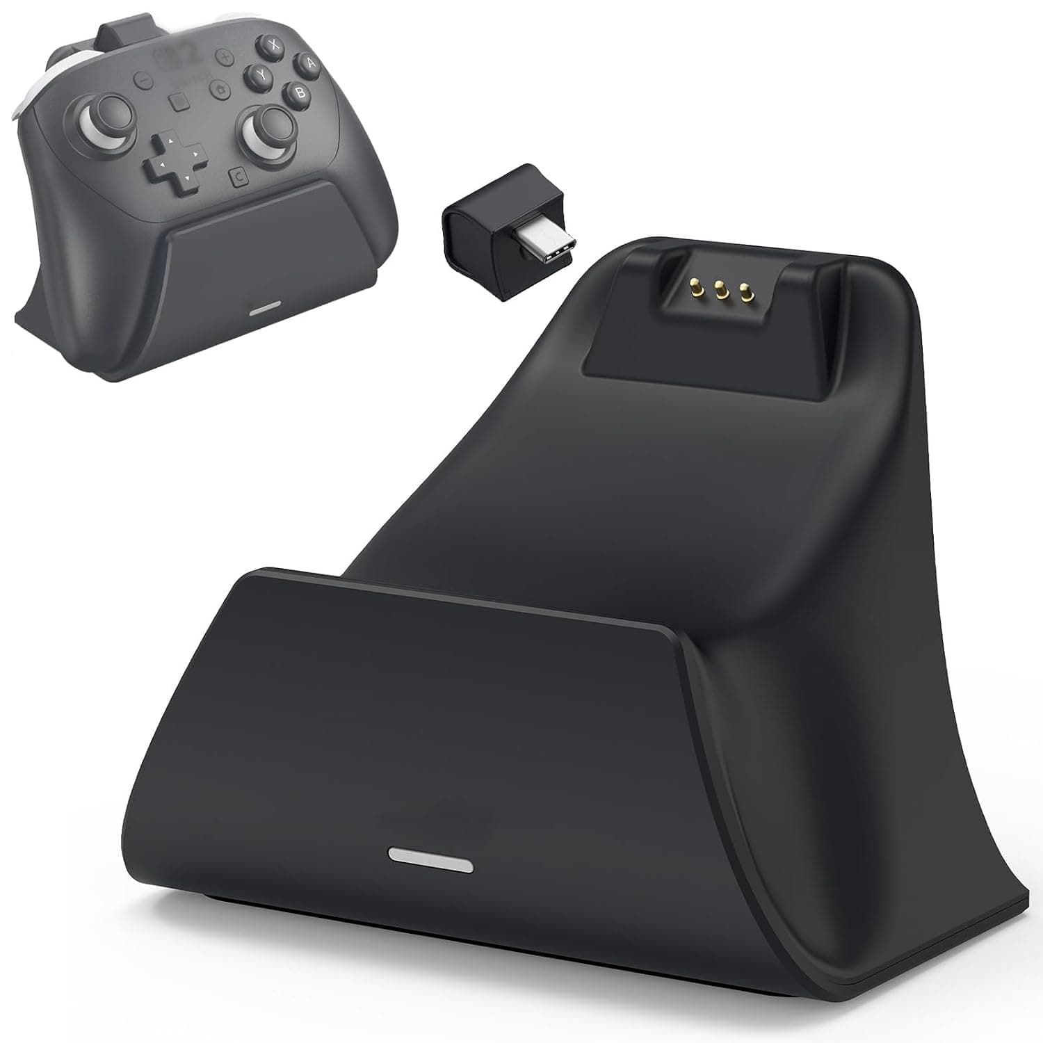 LICHIFIT Charging Dock Station with Adapter for Nintendo Switch 2 Pro Controller, Charging Base Stand with Indicator Light Fast Charge & Overcharge Protection Charger Mount Support
