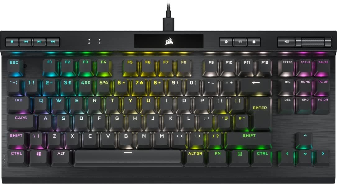 Corsair K70 RGB TKL CHAMPION SERIES Tenkeyless Optical-Mechanical Wired Gaming Keyboard – OPX Linear Switches – PBT Double-Shot Keycaps – iCUE Compatible – QWERTY UK – Black