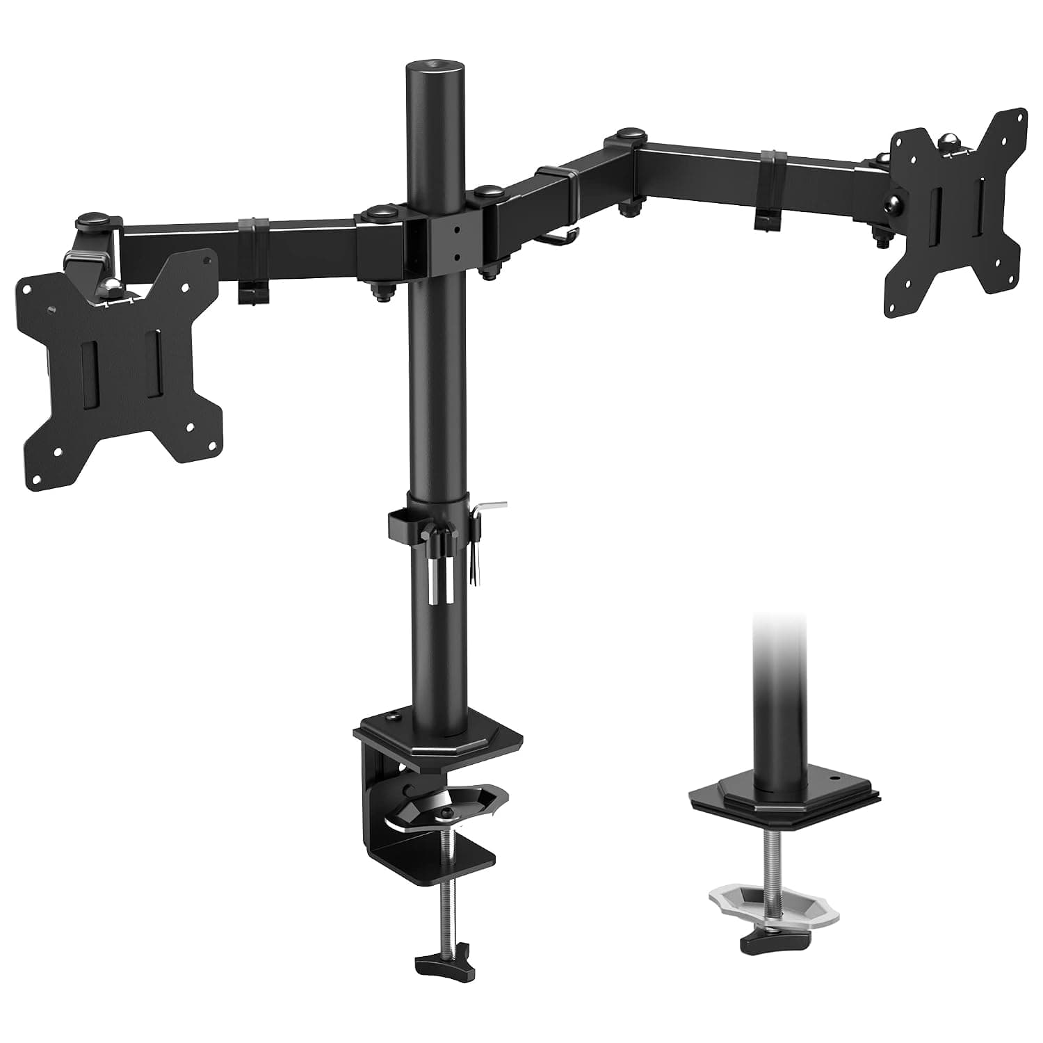 BONTEC Dual Monitor Stand for 13-27 inch LCD LED Screen, Tilt Swivel Rotation Double Arm PC Computer Monitor Arm up to 8kg, VESA Dimensions: 75x75-100x100mm