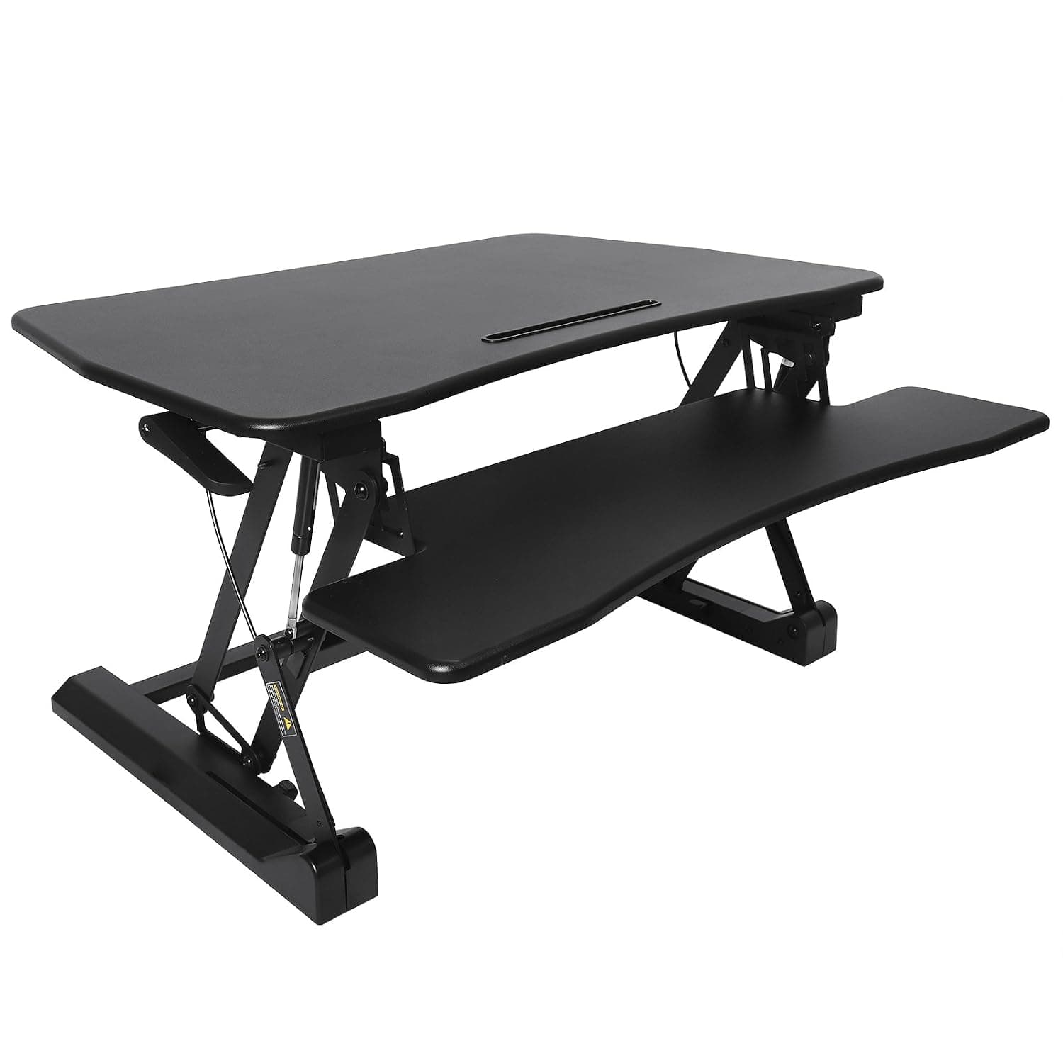 SONGMICS Height Adjustable Standing Desk Stand Up Desk Sit-stand Workstation Converter for Home and Office with Detachable Keyboard Tray, 90 x 59 cm, Black LSD07B