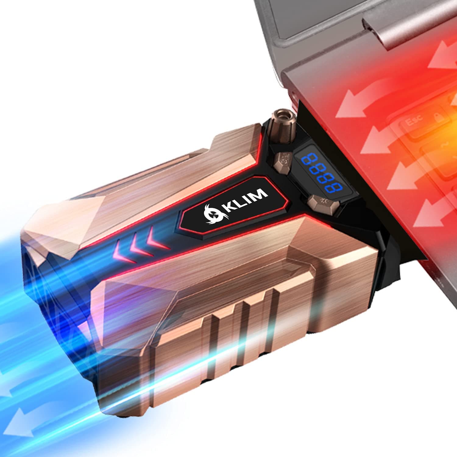 KLIM Cool + Laptop Cooler Laptop in Metal - The Most Powerful - Air Vacuum USB for Immediate Cooling - Cooling Pad to Solve Overheating [ New Version 2024 ]