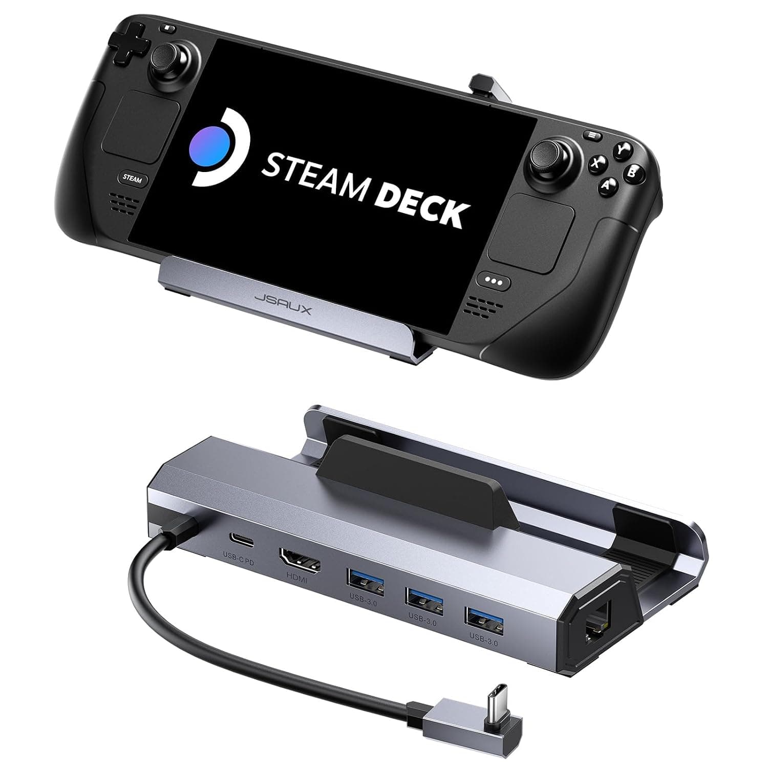 JSAUX Steam Deck Dock, 6-in-1 for Steam Deck OLED/ROG Ally X/Legion Go (S) | HB0603, for Steam Deck OLED/ROG Ally X/Legion Go (S)/MSI Claw, HDMI 2.1, Gigabit Ethernet, 3 USB A 3.0 and 100W Charge