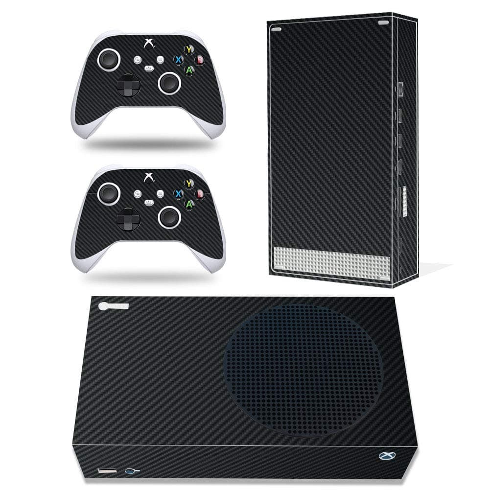 Whole Body Protective Vinyl Skin Decal Cover for Microsoft Xbox Series S Console, Black Carbon Fiber Xbox Series S Skins Wrap Sticker with Two Free Wireless Controller Decals