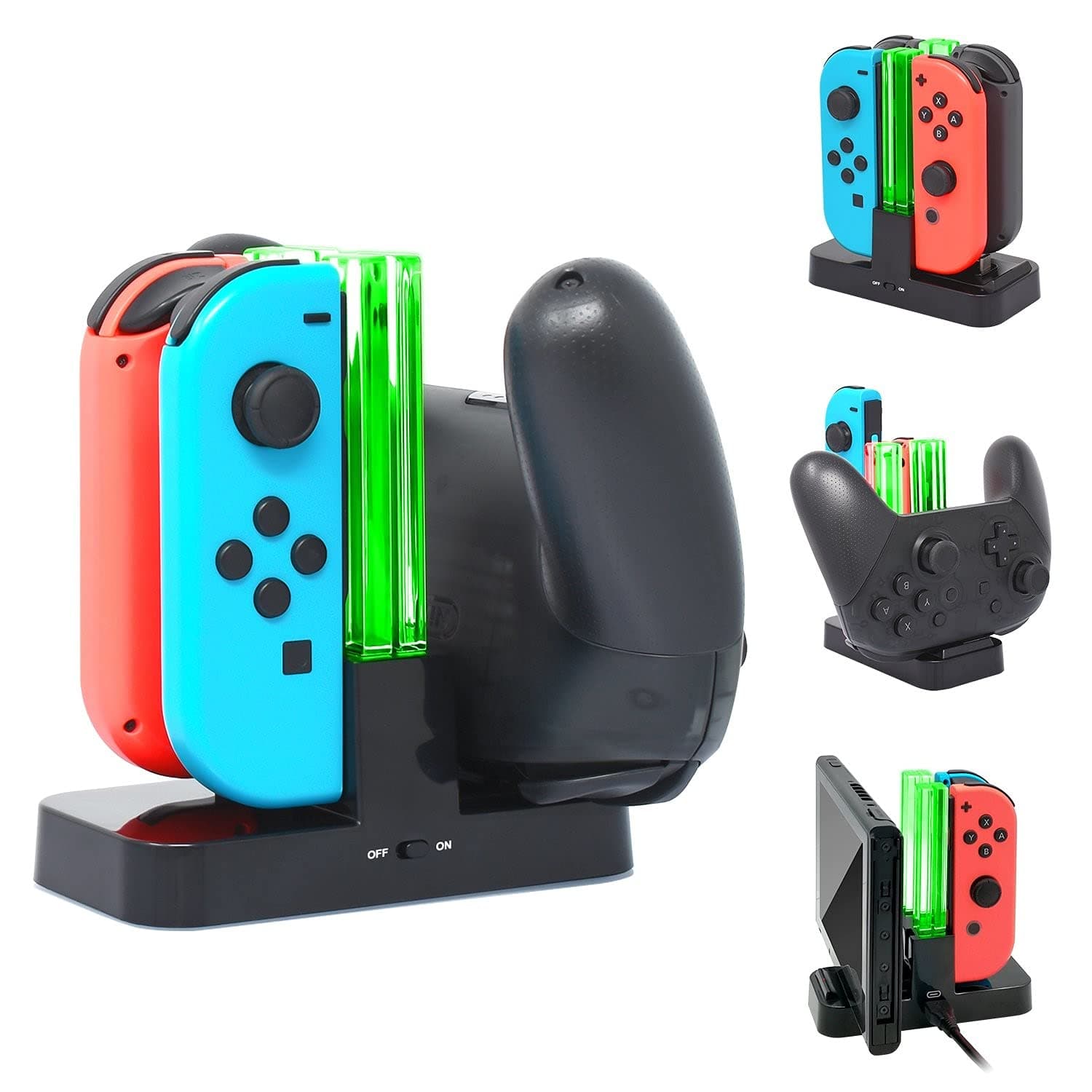 FYOUNG Multifunctional Charging Station for Nintendo Joycon Controllers | Charger Dock for Nintendo Switch/OLED/Lite, Charging Accessories with LED Indicator