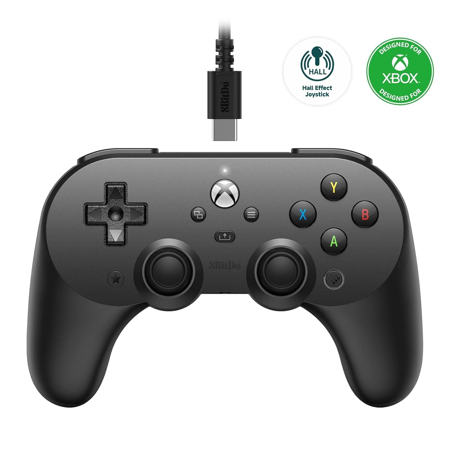 8Bitdo Pro 2 Wired Controller for Xbox, Hall Effect Joystick Update, 3.5mm Audio Jack, Compatible with Xbox Series X|S, Xbox One, Windows 10/11 - Officially Licensed (Black)
