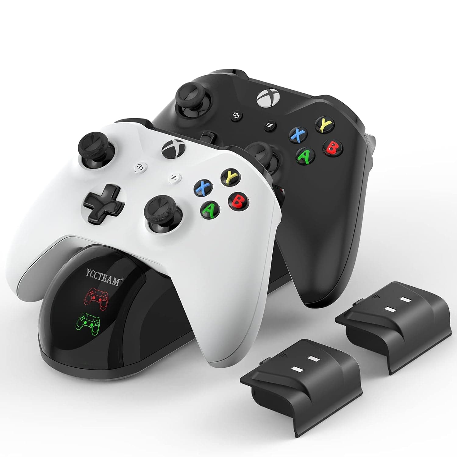 Controller Charger for Xbox One,2.5H Fast Charging Dual Charger Station for Xbox One/ S/ X/ Elite Controller, with 2 x 1200mA Rechargeable Battery(Not for Xbox Series X/S controller)