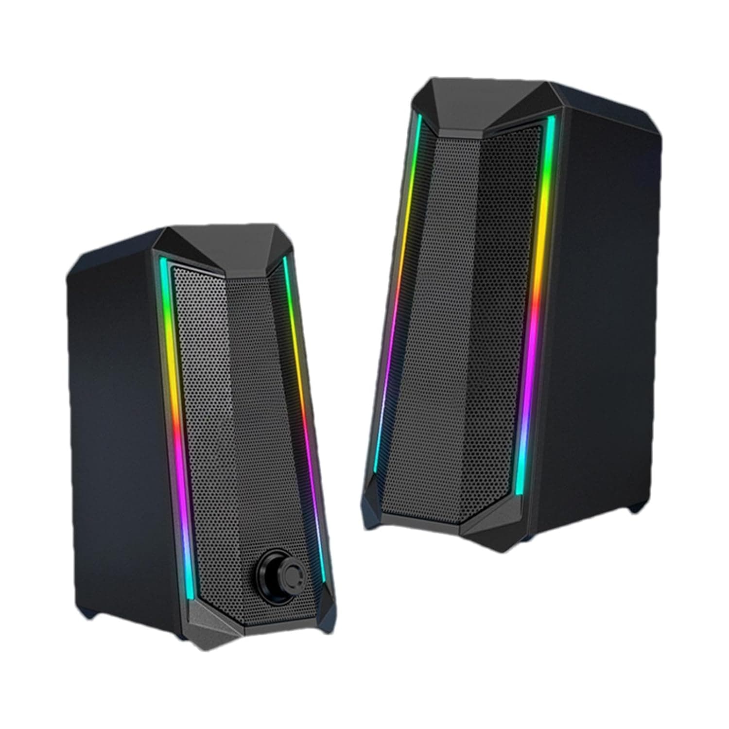 RGB Speakers for PC Enhanced Sound, Easy-Access Volume Control, USB Powered | RGB Desktop Speakers USB Powered for Computer, PC, Laptop, Monitor, Notebooks, Enjoy Music, Videos