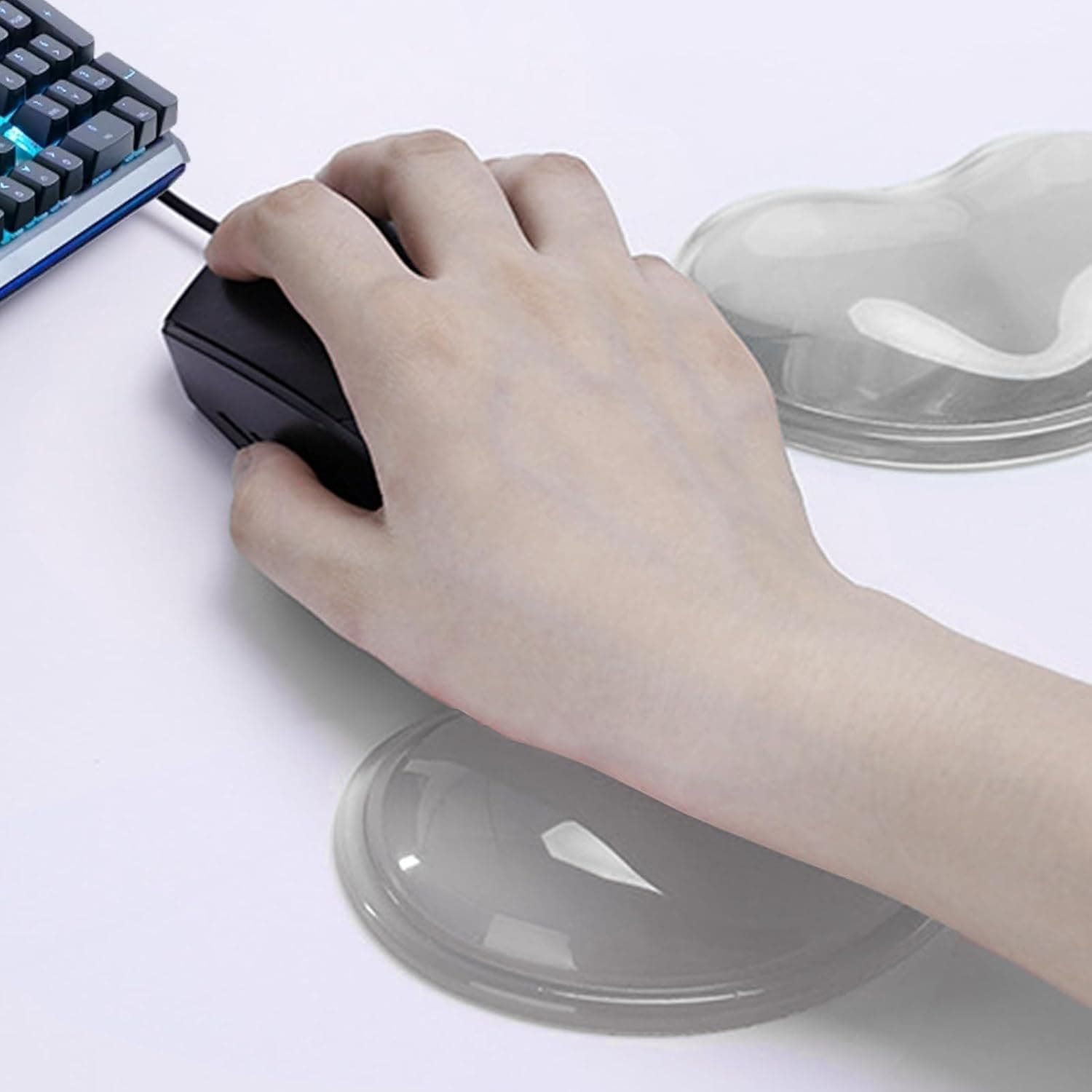 Ergonomic Silicone Gel Wrist Rest - Transparent, Soft Gel Cushion for Mouse, Fatigue Relief Hand Pillow, Comfortable and Cool Wrist Support Pad for Laptop, Office Work, Computer Gaming