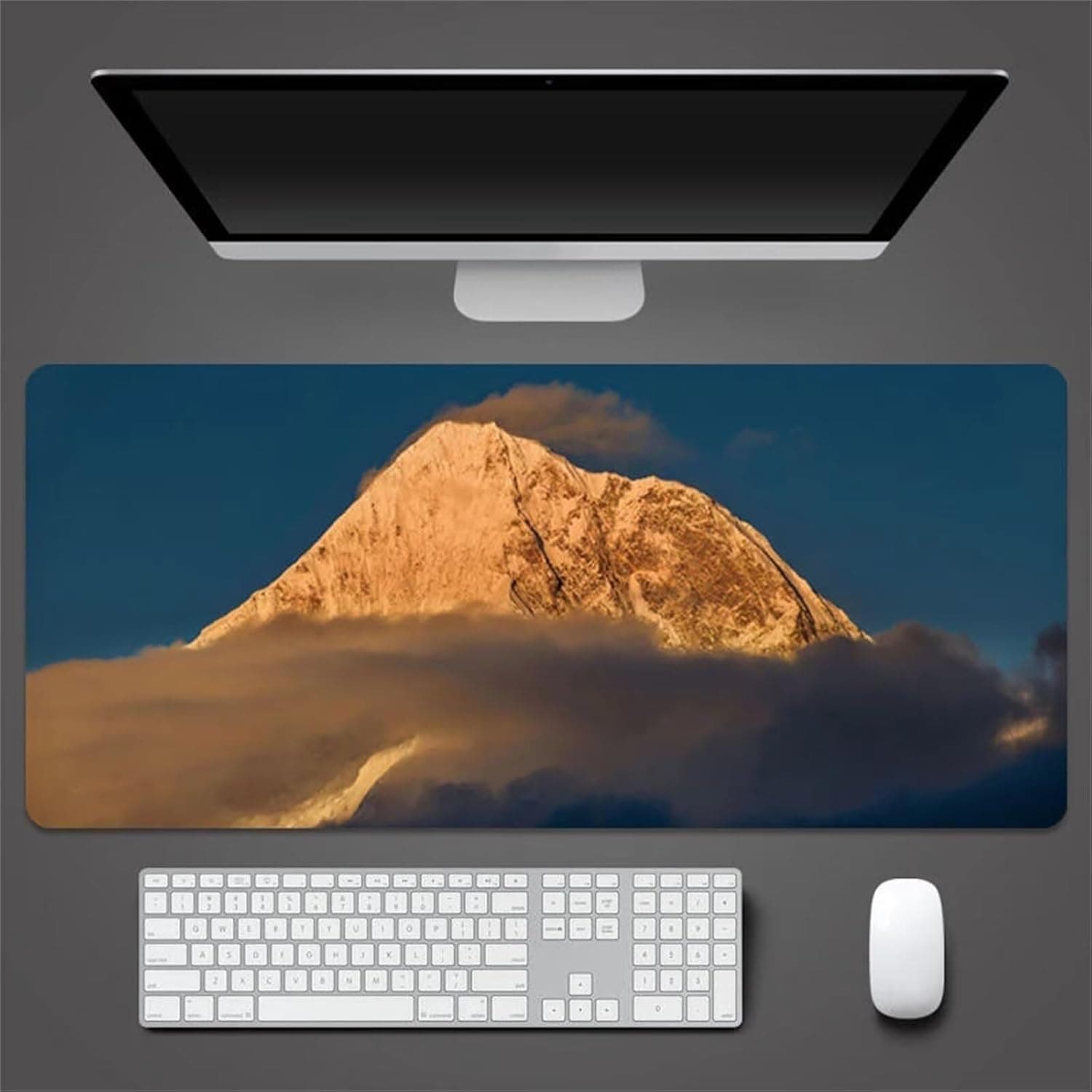 Cekog Gaming Mouse Pad,Large Mouse Mat XXL 300x600x2mm,Extended Mousepad Rubber Water-Resistant surface,Desk Protector Mat with Anti-Slip Base for Home Office Gaming Room(Mountain Cloud Blue)