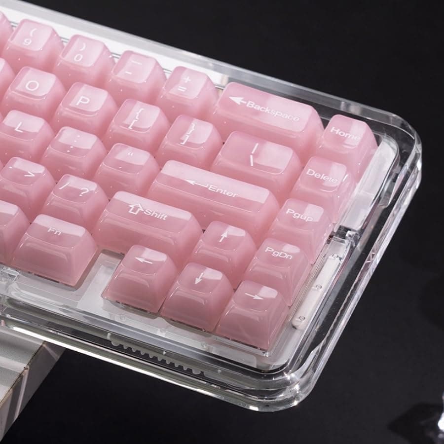 Womier Keyboard Keycaps Clear, Pink Keycaps 60 65 75 100 Percent, Transparent Jelly Cute Custom Key Cap Set for Cherry MX, Kailh, Outemu, Gateron Mechanical Keyboards(MDA Profile) | Custom Keycaps 60 65 75 100 Percent for Cherry MX, Kailh, Outemu, Gateron Mechanical Keyboards(MDA Profile)