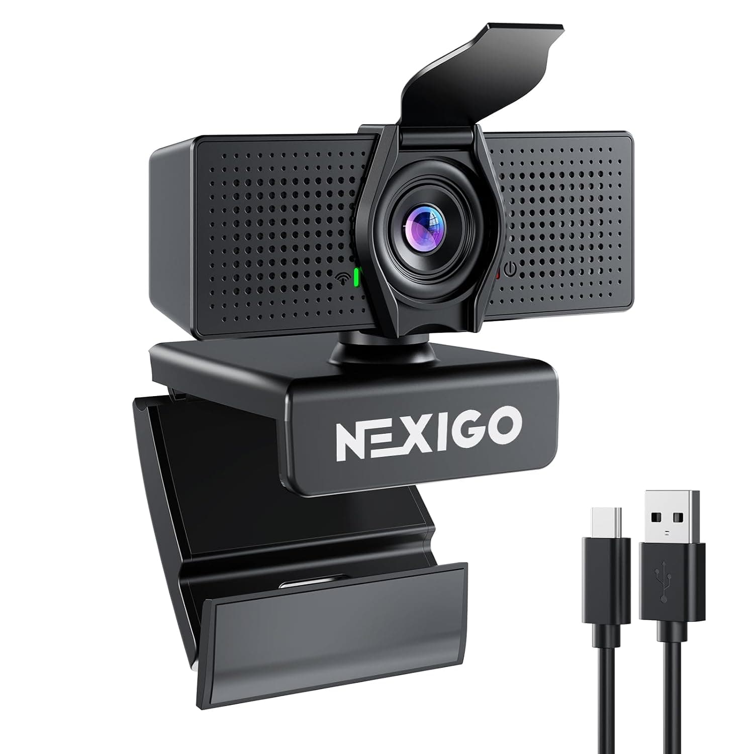 NexiGo N60 Pro (Gen 2) 1080P Webcam with Distortion-Free Lens, USB 3.0 to Type-C Data Cable, Noise Reduction Mic & Privacy Cover, for Zoom/Skype/Teams/Webex, Laptop MAC PC Desktop