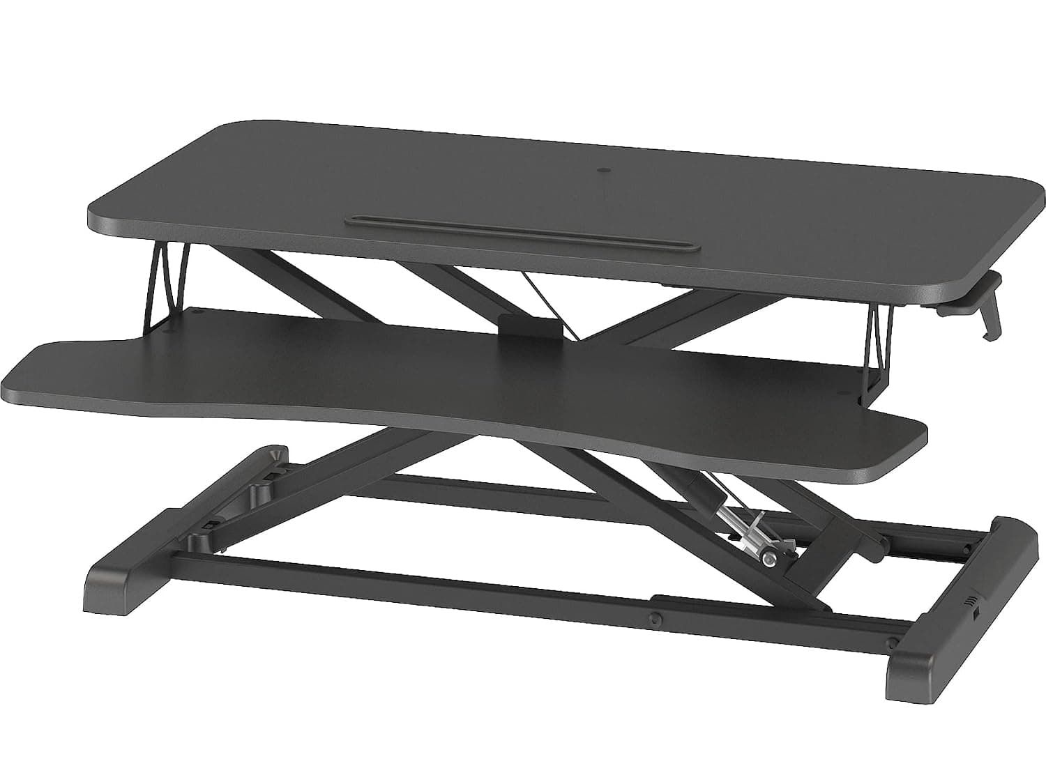 BONTEC 80cm Standing Desk Converter, Dual-Tier Height Riser, 15kg, Black | Separate keyboard tray, ergonomic sit-stand setup, for PCs, laptops, monitors, typing, studying and home office use