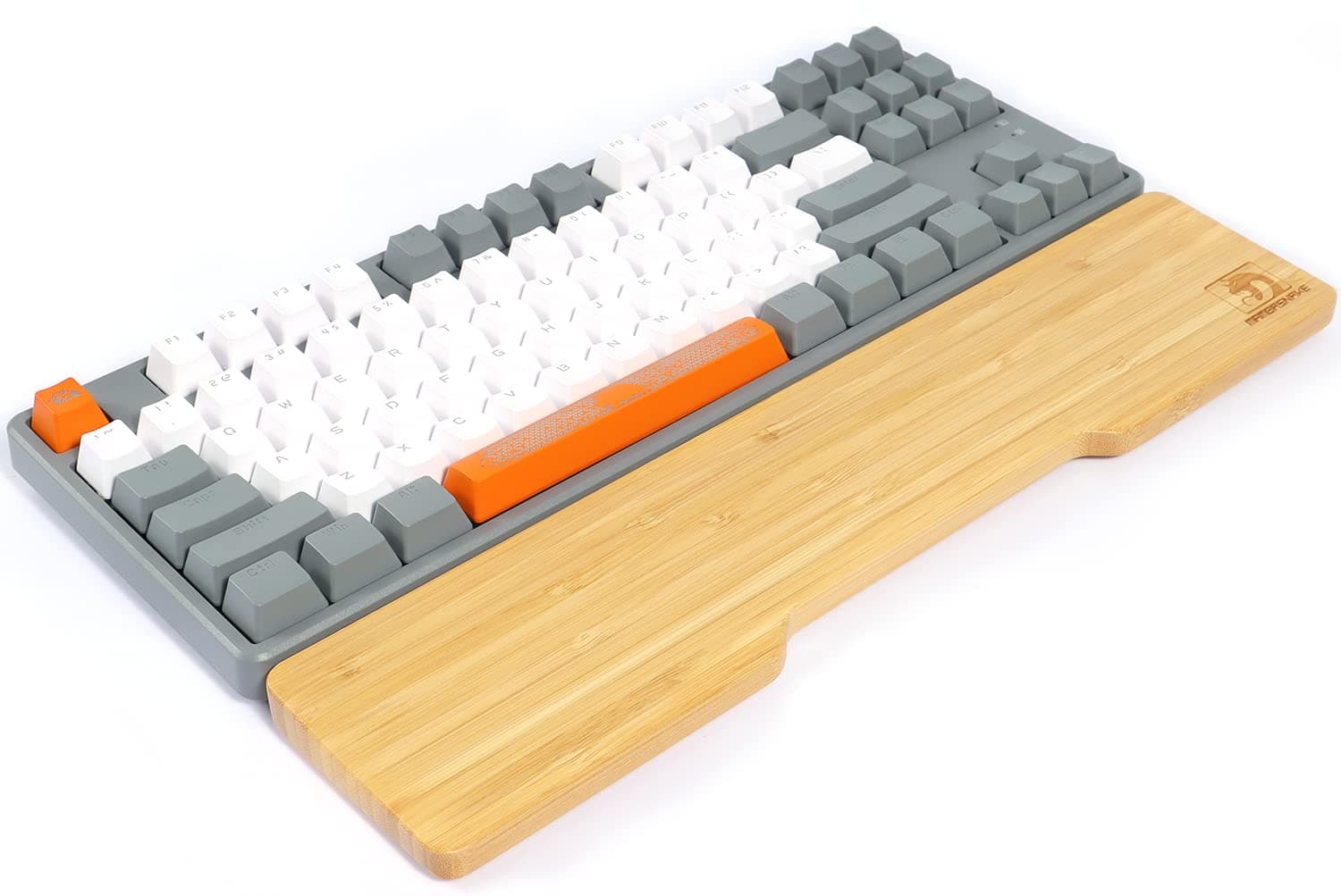 MAMBASNAKE Bamboo Wrist Rest for 87-key TKL Keyboard,Class A 100% Pure Bamboo,Ergonomic Keyboard Palm Rest,Solid Wooden Feel Wrist Pad with Anti-Slip Rubber Feet,Durable,Pain Relief,Easy Typing/Gaming