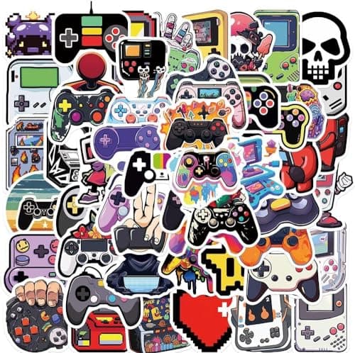 HNTR® Gamer Stickers | 50 Console & Controller Stickers for Gamers | Waterproof Vinyl Sticker Pack for Laptops, PlayStations, Xbox & Scrapbooks