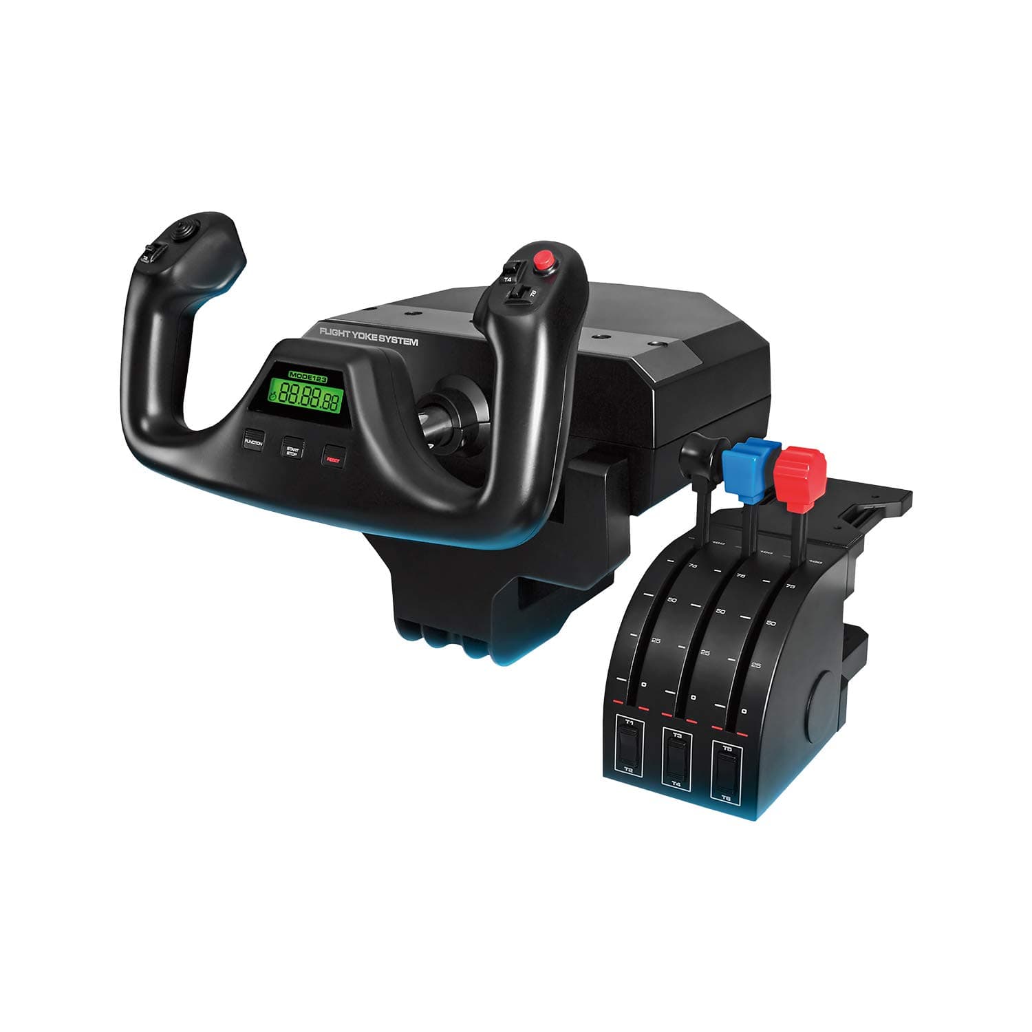 Logitech G Saitek PRO Flight Yoke System | Simulation Yoke & Throttle Quadrant, 3 Modes, 75 Controls, Configurable Knobs, Steel Shaft, USB, PC - Black