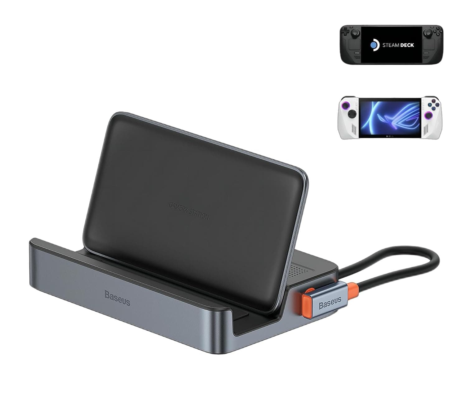 Steam Deck Dock, Baseus 6-in-1 Docking Station for Steam Deck & ROG Ally with HDMI 2.0 4K@60Hz, Gigabit Ethernet, Adjustable Stand Design, 3 USB-A 3.0 Ports and PD 100W Support Fast Charging…