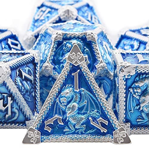 SIQUK 7-Die Metal Dice DND Polyhedral Dice with Box