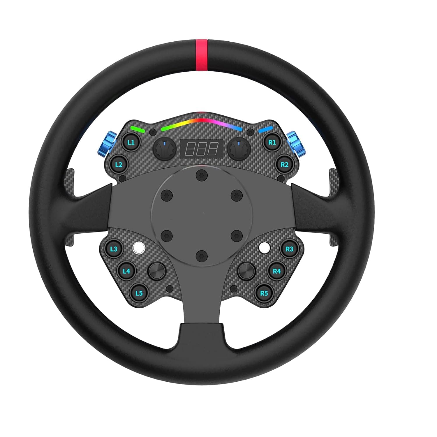 CAMMUS Racing Simulator Steering wheel C12, leather steering wheel cover + multi-function operating buttons, true force feedback, magnetic shift rocker, PC-black