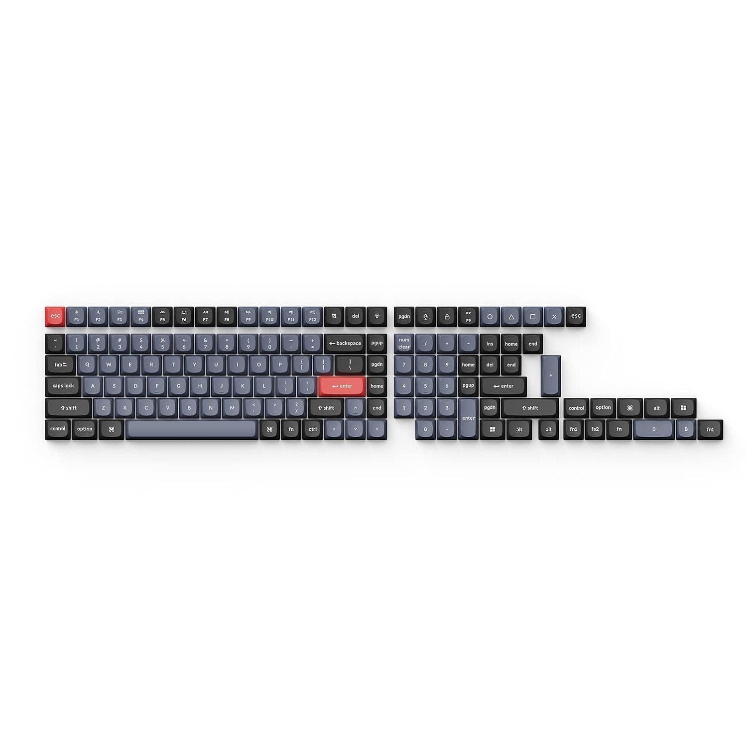 Keychron Double Shot OSA PBT Keycap Full Keycap Set (134 Keys) - Black and Grey