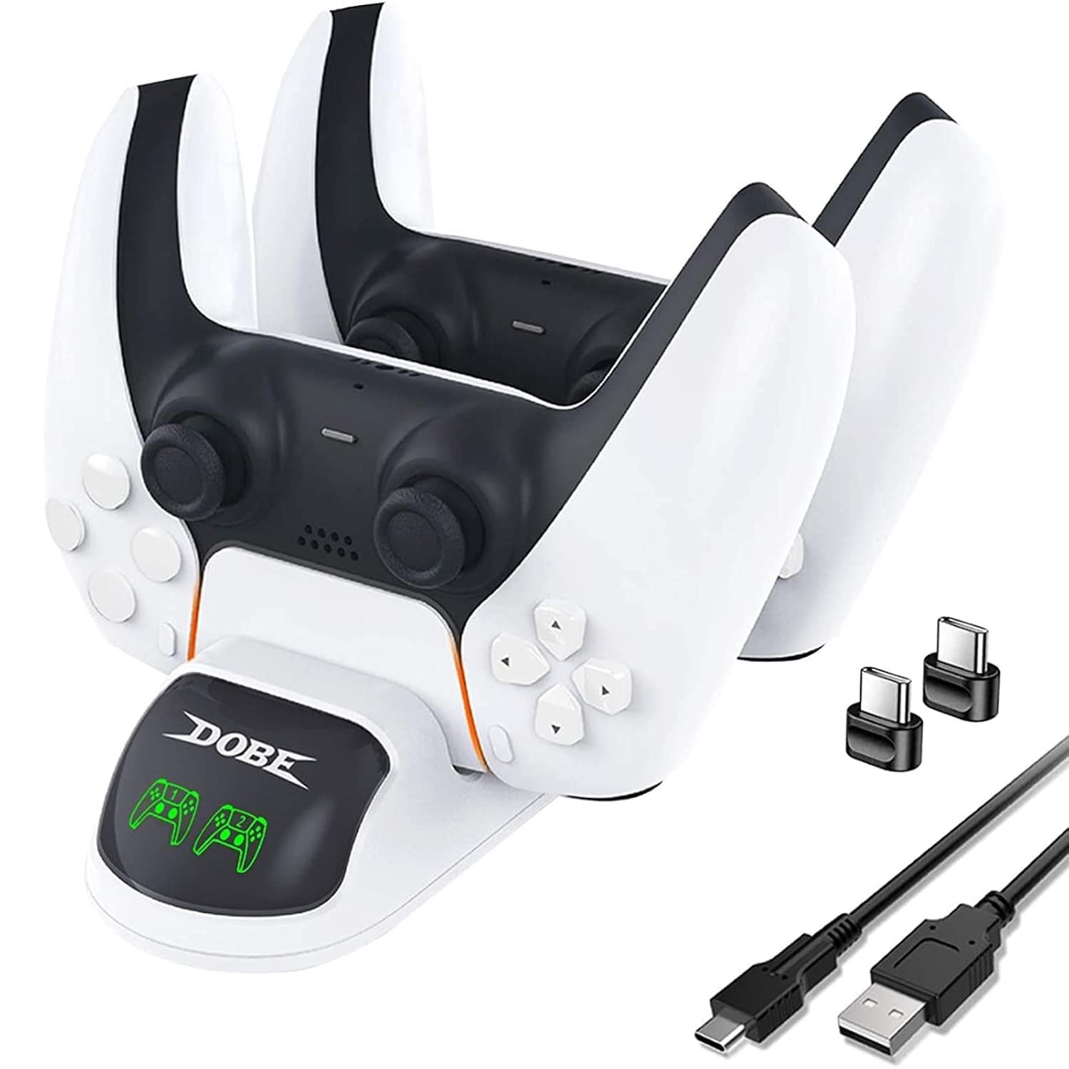 PS5 Charging Dock, RIXOW PS5 Controller Charger Docking Station Dual Type C Charing with LED Indicator, USB Twin Charger for Playstation 5 DualSense Wireless Control