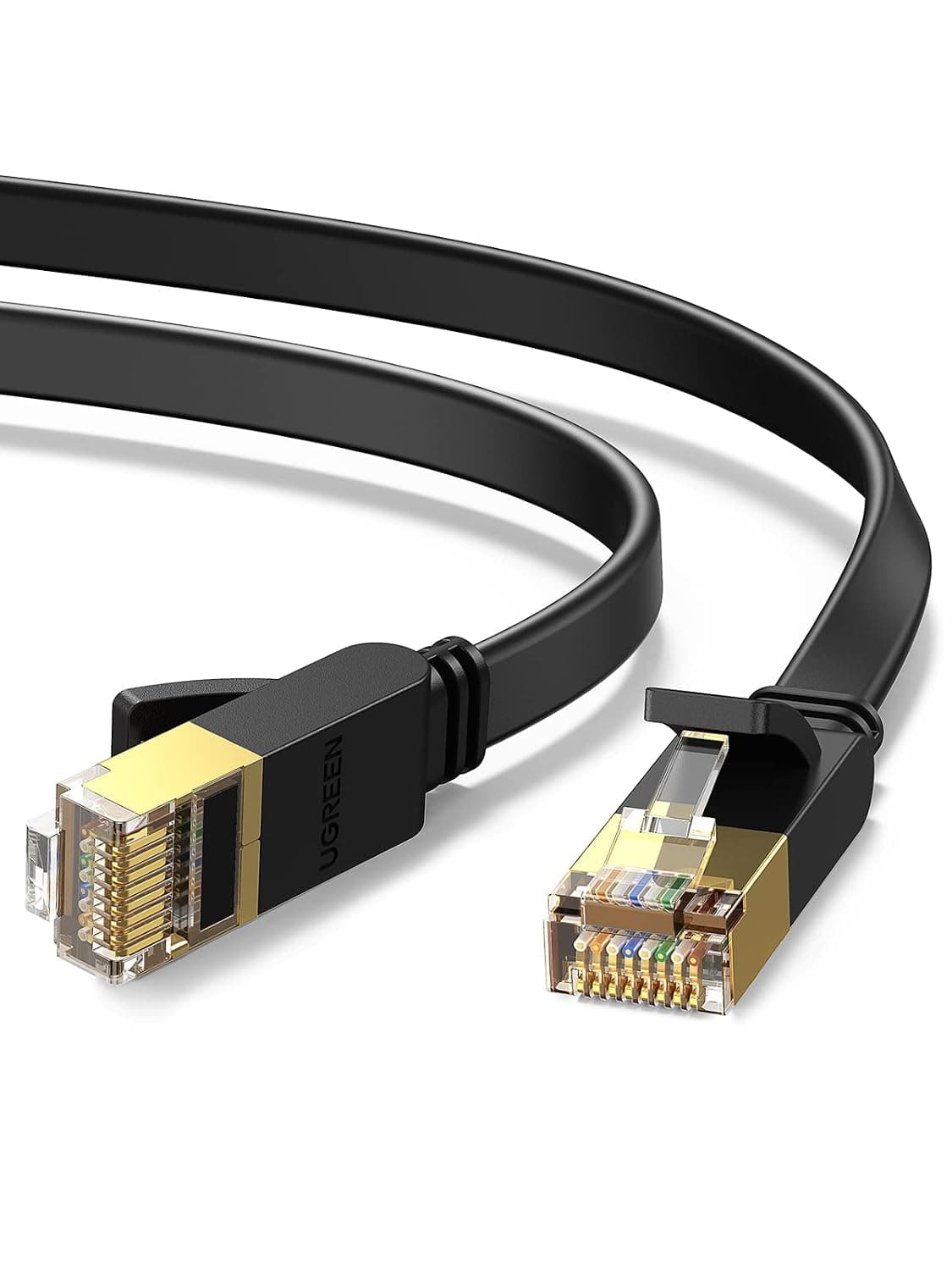 UGREEN Cat 7 Ethernet Cable 5M, Flat 10Gbps RJ45 LAN Cable | Flat U/FTP Shielded Design. Great for Gaming, Streaming, Office. Fits Router, Modem, Xbox, PC, PS5, Switch, Printer