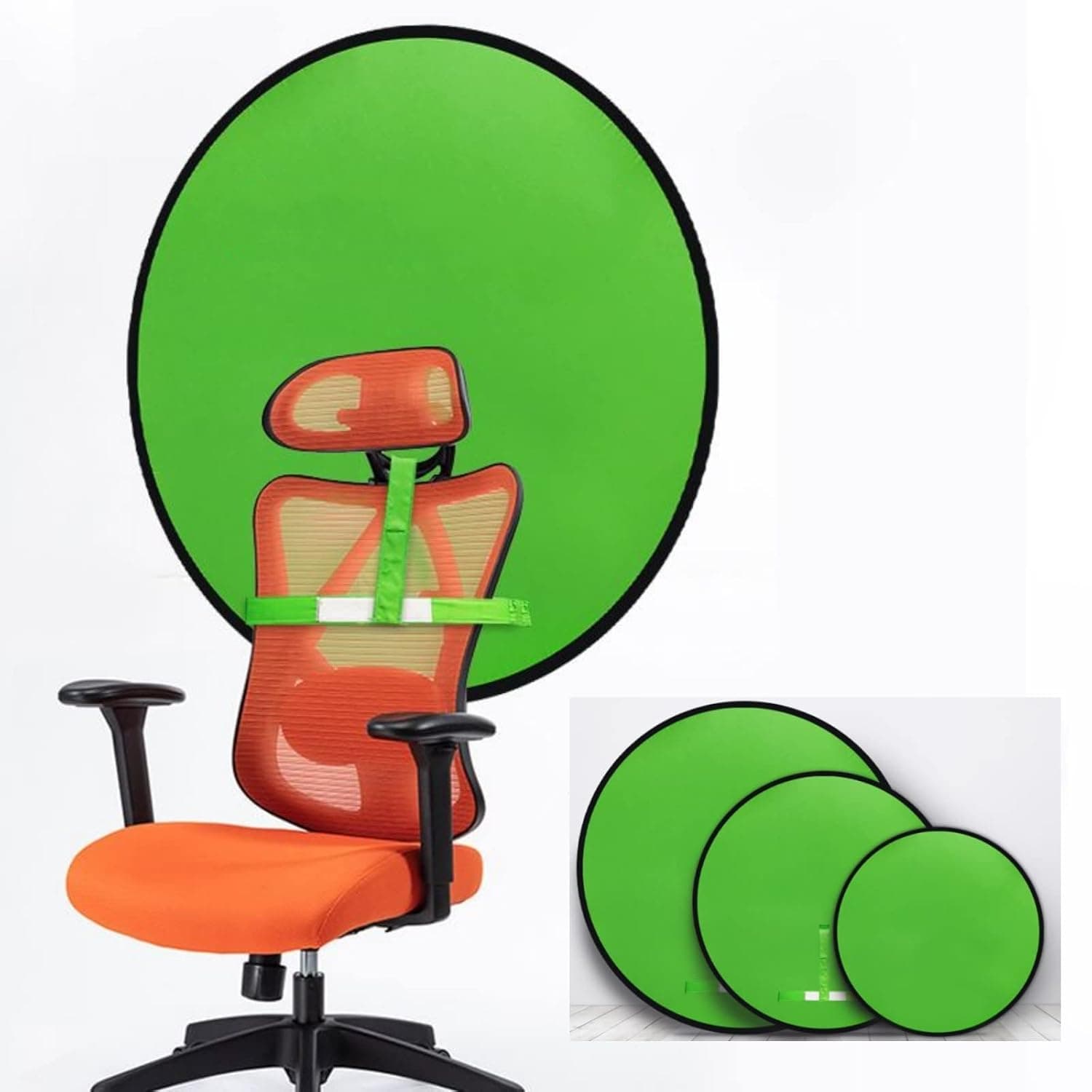 Sesdos Portable Green Screen Chair 43.3in – Double Sided Foldable Greenscreen Backdrop with Stand, Chroma Key for Streaming Games, Zoom Calls & Photography