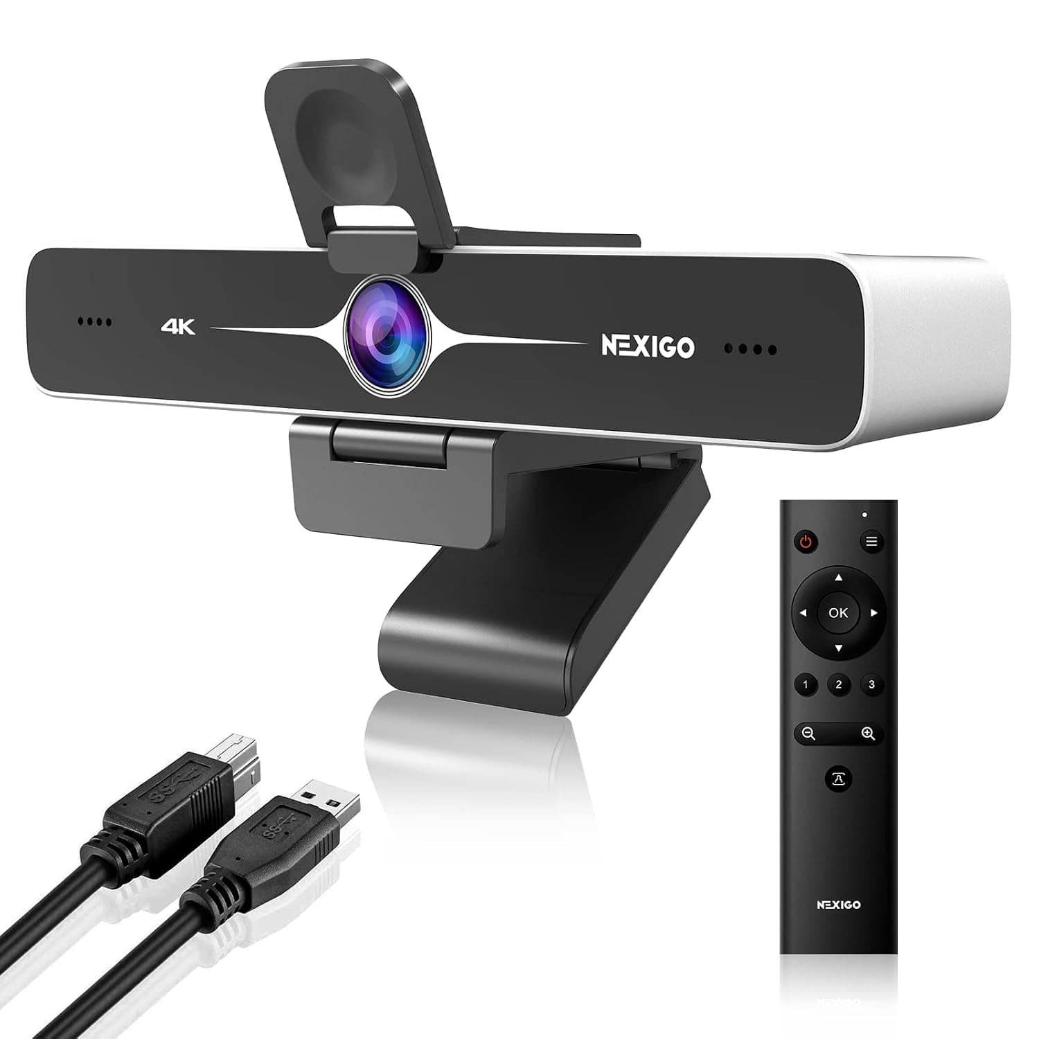 NexiGo N970P 4K Zoomable Webcam, Zoom Certified, AI-Powered Auto-Framing, Flash Memory, 10X Digital Zoom, 8.5MP Sony Sensor, Dual Noise-Cancelling Mics for Video Conferencing
