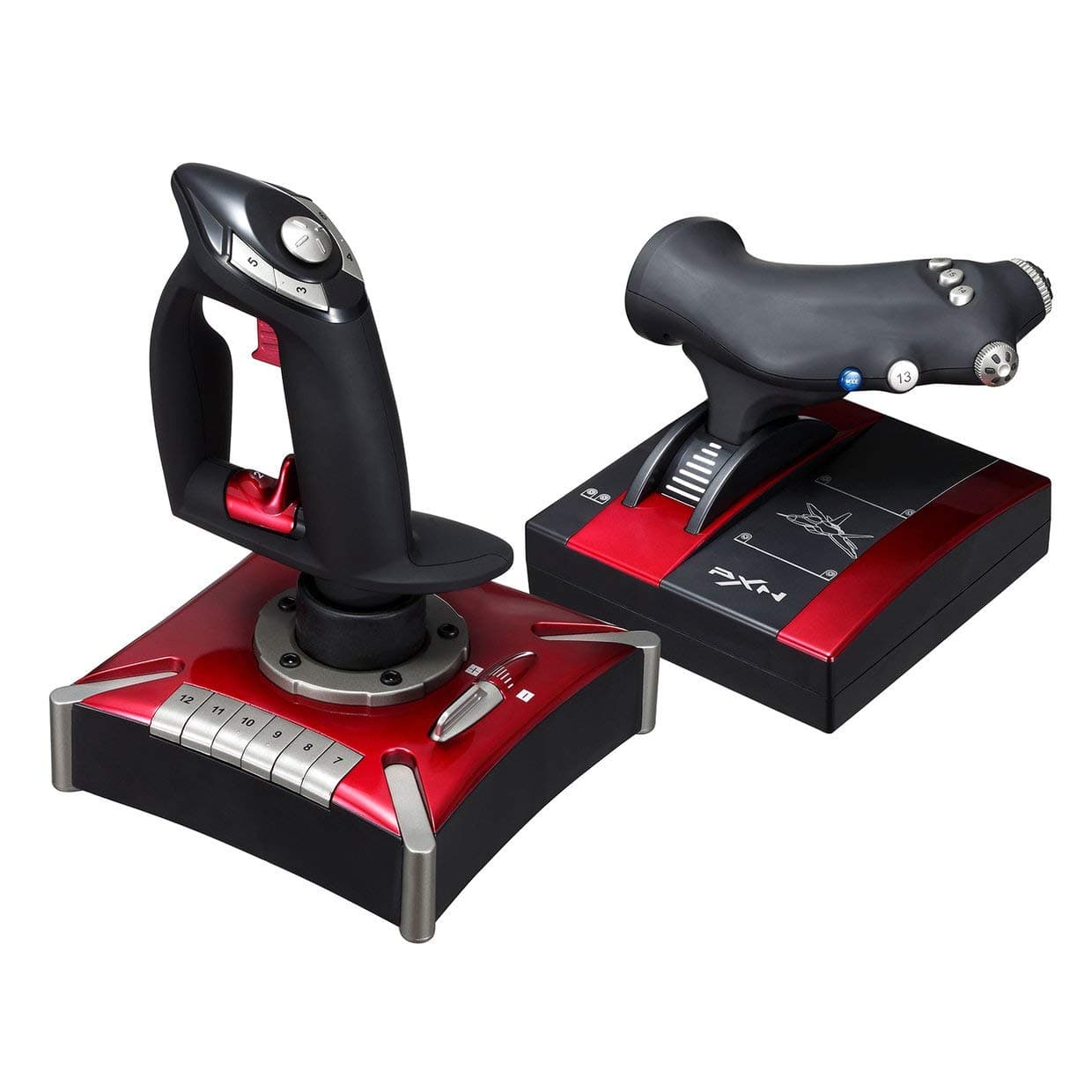 MXECO PXN-2119II Flight USB Stick Joystick Gamepad Control Simulator for PC Games FR (Red)