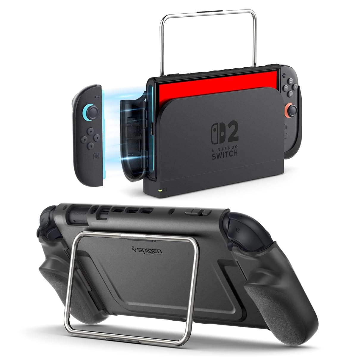 Spigen Dual Grip Pro Compatible with Nintendo Switch 2 Case (2025) Protective Handheld Case with Ergonomic Grip - Black