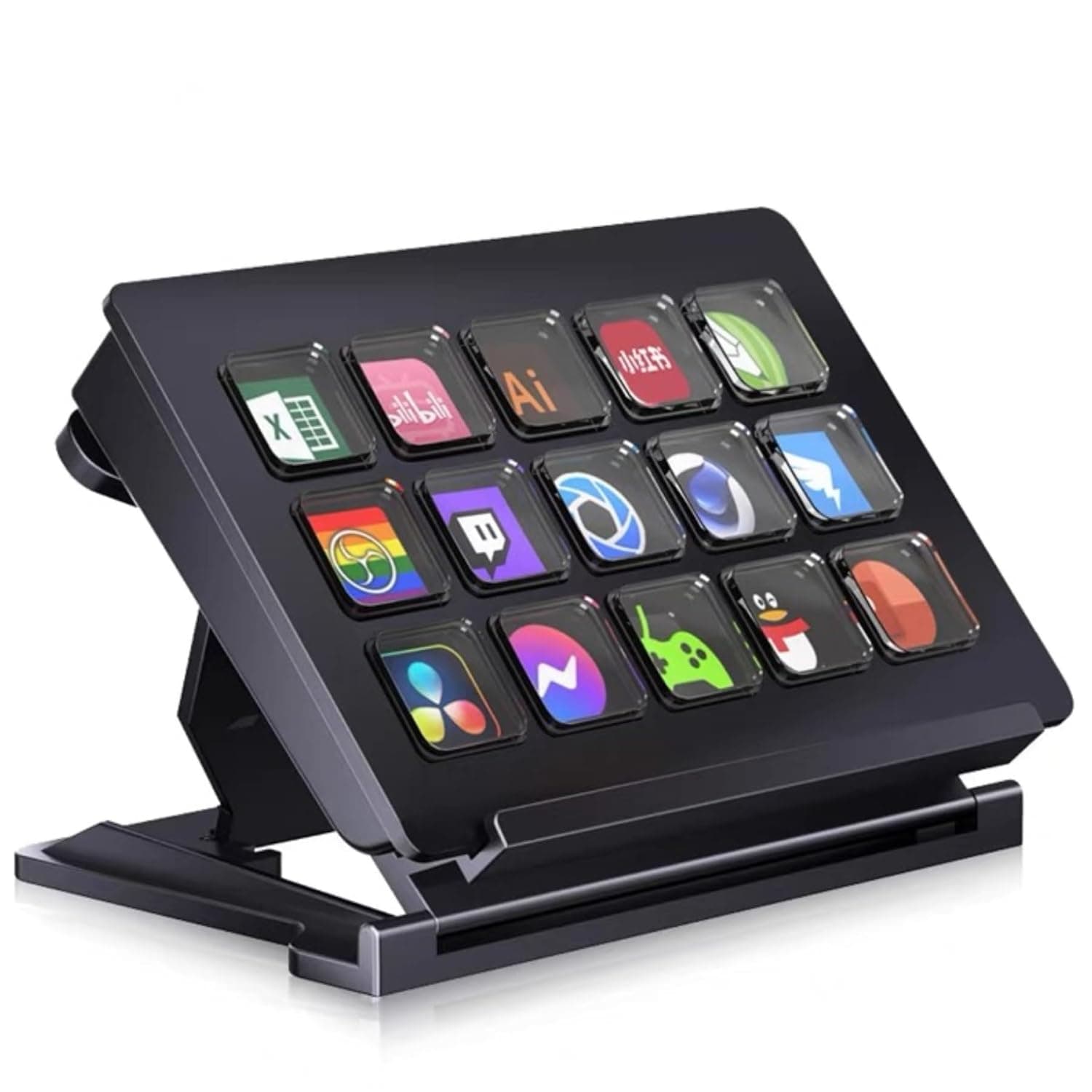 Stream Controller, Stream Deck Mini Compact Studio Controller with 15 Macro Keys, Customizable LCD Buttons to Trigger Actions in OBS, Twitch, YouTube, Works with Mac and PC