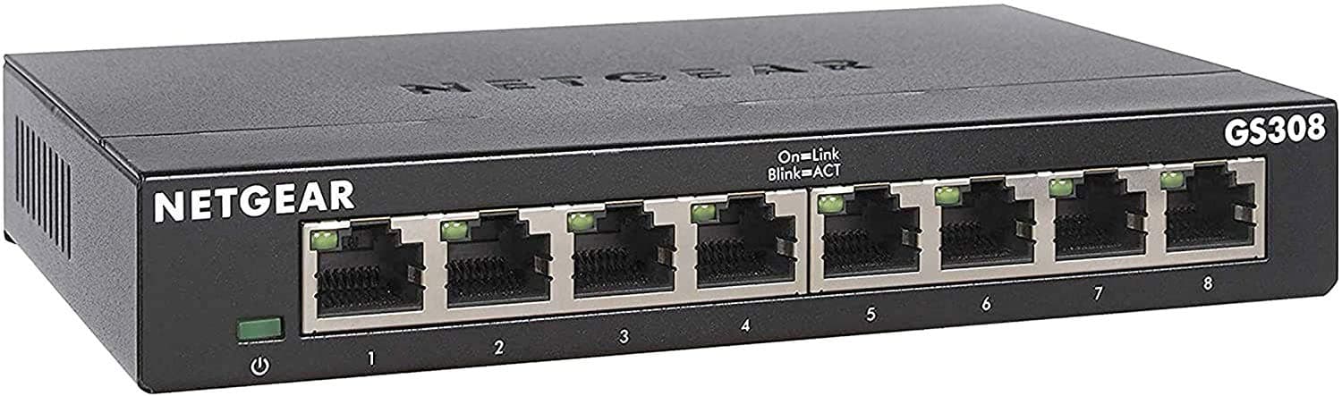 NETGEAR 8 Port Gigabit Network Switch (GS308) | Unmanaged Ethernet Switch | Ethernet Splitter | Silent Operation | Desktop or Wall Mount