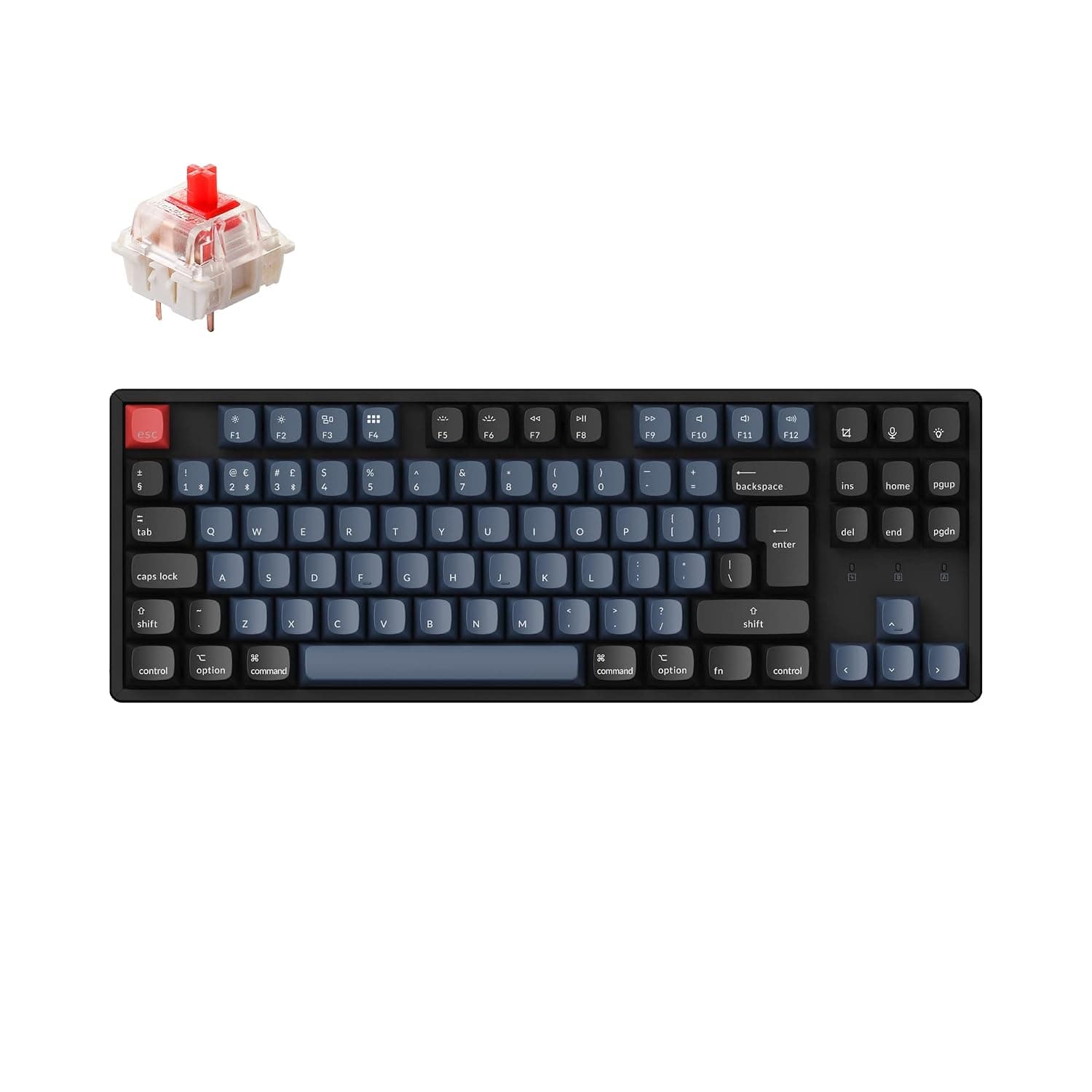 Keychron K8 Pro QMK/VIA Custom Wireless Mechanical Keyboard, Hot-Swappable Aluminum Frame TKL ISO-UK-Layout Programmable Keyboard RGB Backlit, Gateron G Pro Red Switch for Mac Windows Linux