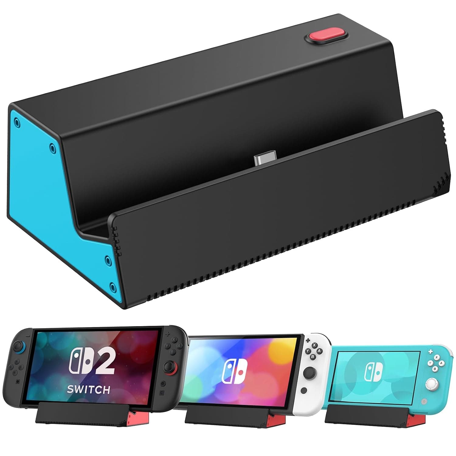 HEIYING Switch Base,Portble Charger Dock for Nintendo Switch 2 / OLED/Lite,Charging Dock Station with Standard USB-C Port for Easy Console Charging | Portable Charging Stand with Durable ABS Shell, Ergonomic Viewing Angle, USB-C Port for Charging Different Switch Consoles
