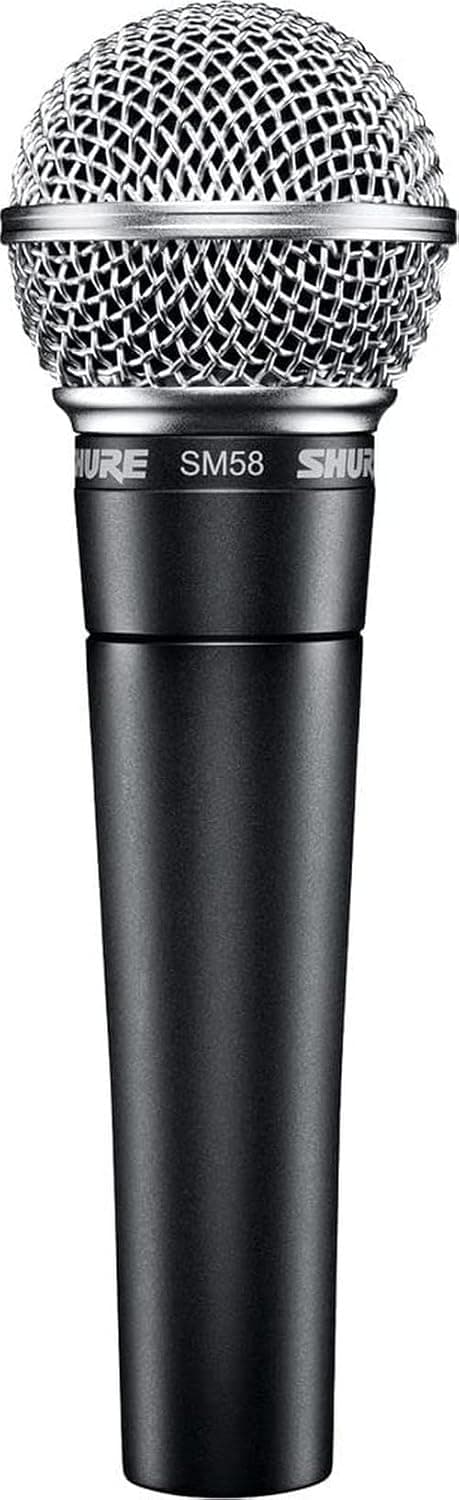 Shure SM58-LC Cardioid Dynamic Vocal Microphone with Pneumatic Shock Mount, Spherical Mesh Grille with Built-in Pop Filter, A25D Mic Clip, Storage Bag, 3-pin XLR Connector | Dynamic Cardioid Microphone for Studio and Live Performance, Podcast and Recording; Industry Standard Sound