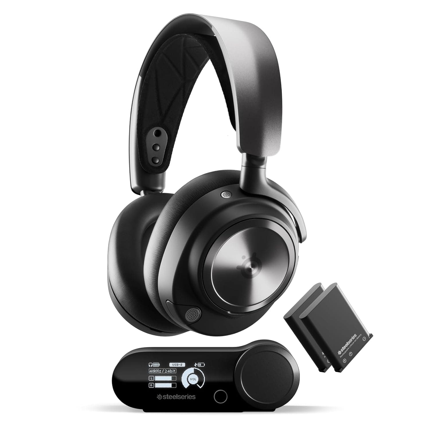 SteelSeries Arctis Nova Pro Wireless Multi-System Gaming Headset - Premium Hi-Fi Drivers - Active Noise Cancellation - Infinity Power System - Stealth Retractable Mic - PC, PS5/PS4, Switch 2, Mobile