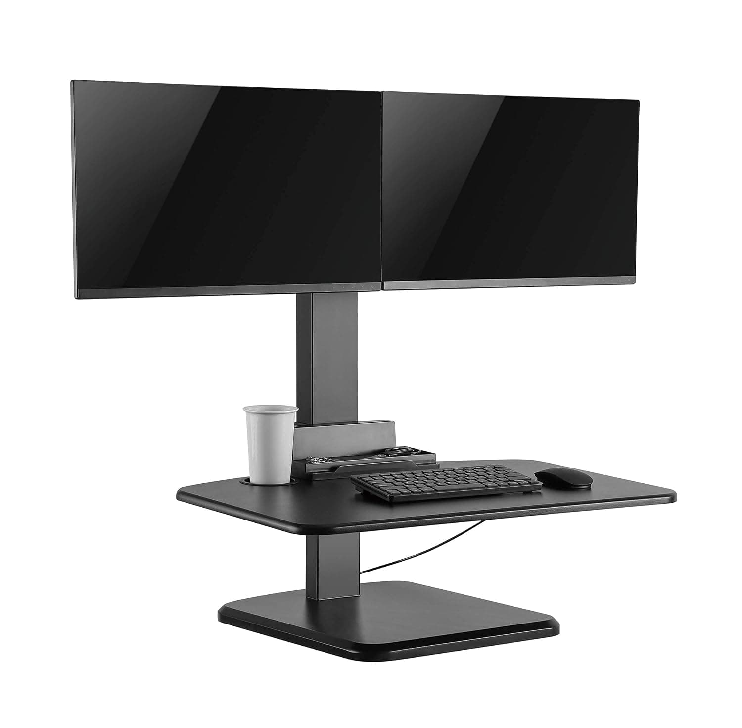 VonHaus Electric Standing Desk Converter, Height Adjustable Computer Workstation w/Keyboard Platform, Triple Monitor Gas Assisted Sit Stand Office Desk w/Tablet Holder, 71cm Length & 18kg Capacity