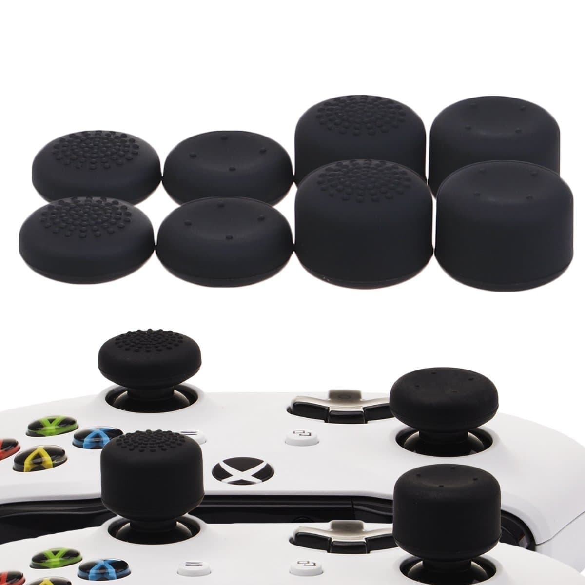 YoRHa Professional Thumb Grips - Extra High Thumbstick Joystick Cap Covers (Black) - 8 Units Pack for Xbox, Switch Pro Controller